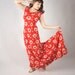 RESERVED Vintage 1940s Hawaiian Dress // Red and White Wedding Holoku with Train