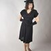 Vintage 1930s Dress // Black Rayon Crepe Noir Swing Dress with Striking Necklne