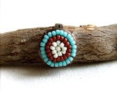 Tribal Glass Seed Beaded, Woven Copper - Ring -Native Pod -Jewellery