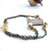 White Patinaed Textured Brass, Glass - Patina Bracelet -Rustic - Fall Fashion