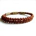 Rust Glass Seed Beaded, Decorative Brass - Cuff Bracelet Bangle- Winds in Rust - Handmade Fashion