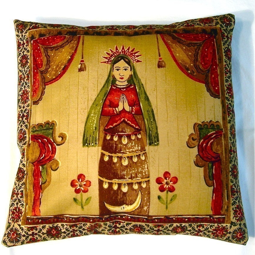 Pillow Cover, Spanish Colonial Virgin Mary
