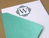 Personalized Stationery Personalized Note Card Filigree Monogram Initial Stationery Set of 10  flat note cards