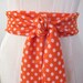 Orange and White Obi Belt in Polka Dots Polyester Knit Vintage Fabric by ccdoodle on etsy - made to order