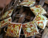 Polymer Clay Bezel Bracelet in Soft Aqua Copper and shimmery Gold