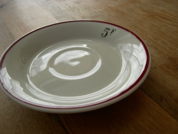 VIntage Original FRENCH CAFE Tip Plate 5francs by tippleandsnack