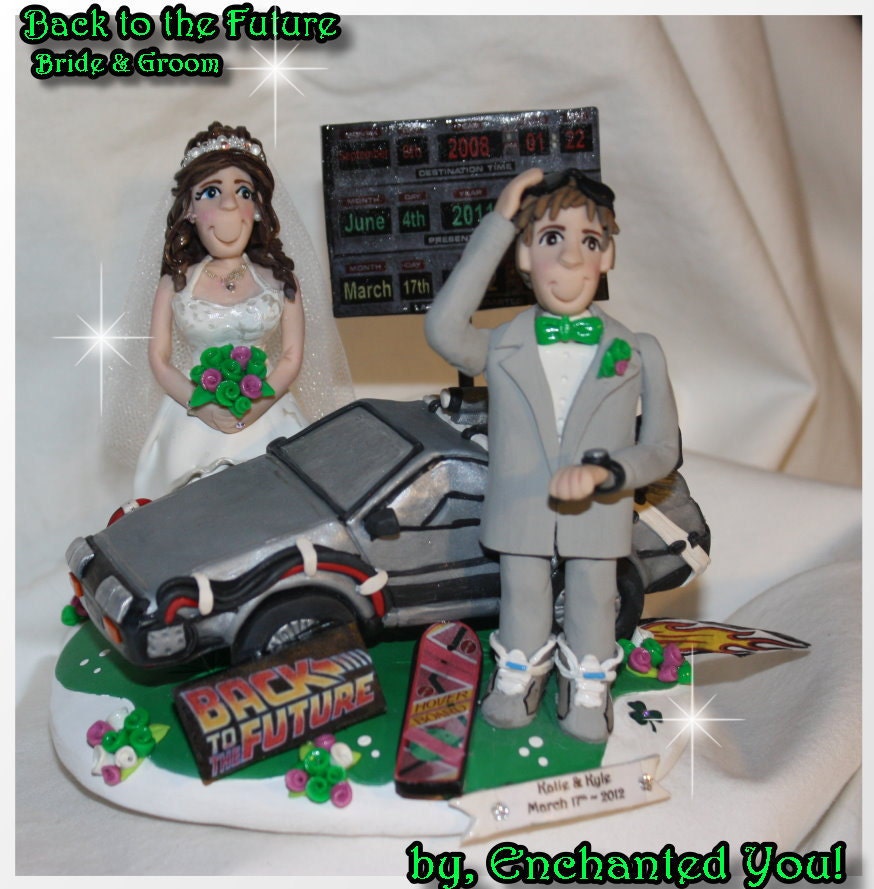 Wedding Cake Topper, Back to the Future Bride & Groom, Personalized