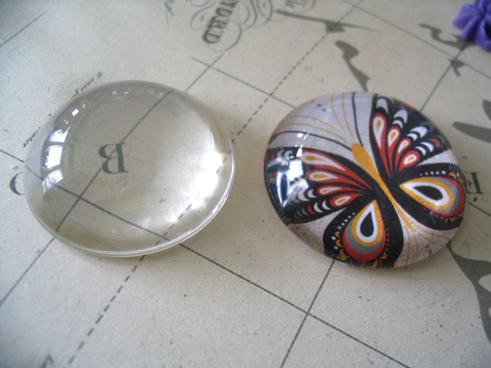 10...38mm Glass Domes...Crystal Clear Magnifying Glass