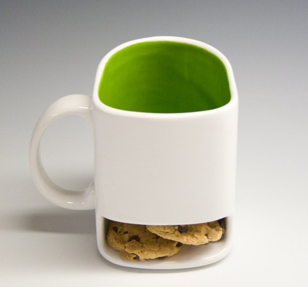 White and lime green Dunk mug