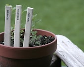 White Garden Markers with Dark Green Stamp