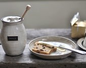 Rustic Honey Pot in Ivory (Cream) and Brown
