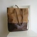 Brown and Cognac/ Camel Leather Tote Shoulder Bag
