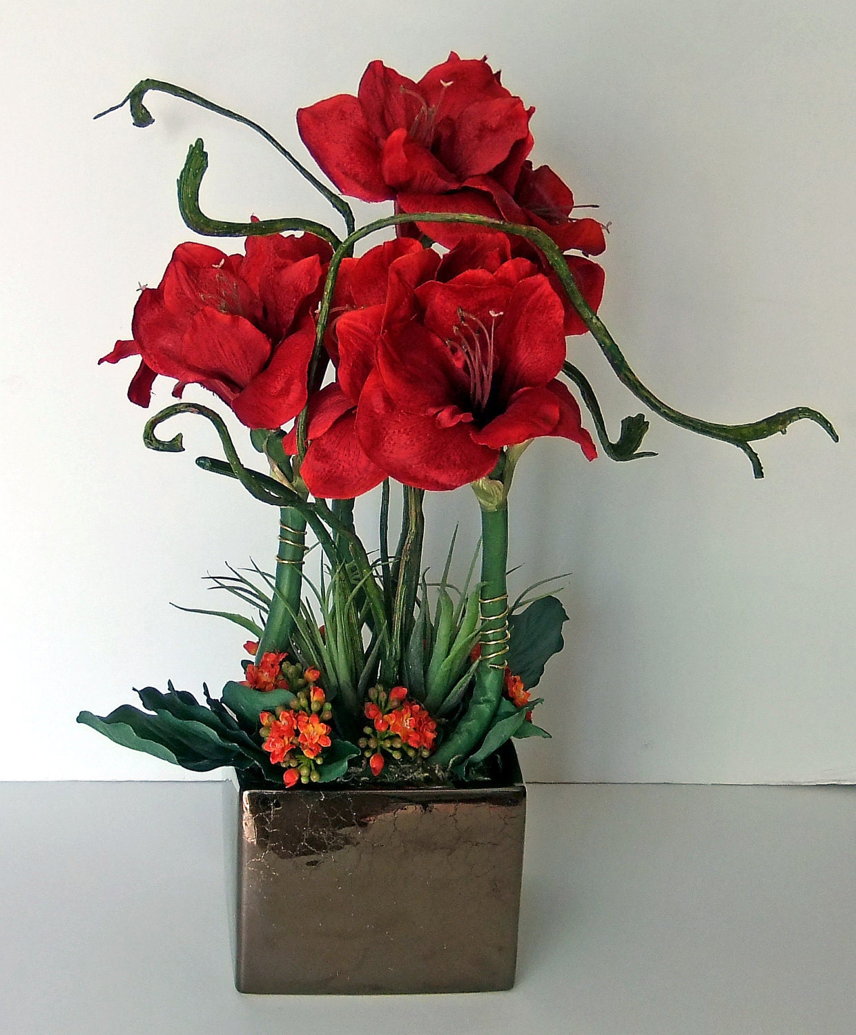 Amaryllis Floral Arrangement by wreathmiccreations on Etsy