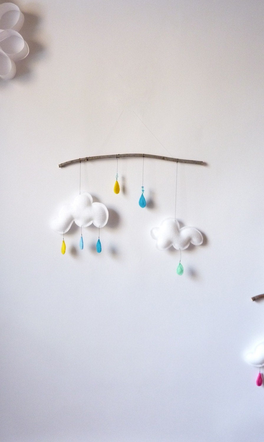 Cloud mobile on branch...Thomas...YELLOW-LIGHT BLUE-TURQUOISE