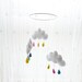 Cloud mobile for nursery... 3 clouds hang on a circle ring