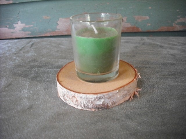 Set of 8 White birch bark coasters or candle base