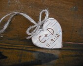 Birch bark personalized heart ornament.