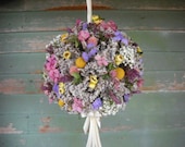Bridal ball or pomander made with all natural dried flowers and herbs for your garden wedding.
