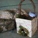 Birch bark and Moss Flower Girl Basket with blue bird and eggs, for your nature fairytail wedding.