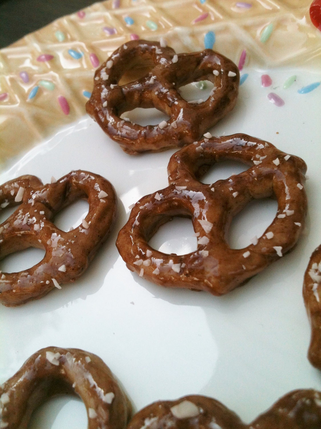 food, DIY supply Polymer clay Pretzels for 18inch dolls 6pc party theme