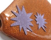 Zipper Pouch - Glitter Vinyl - Rust Orange with Star Bursts