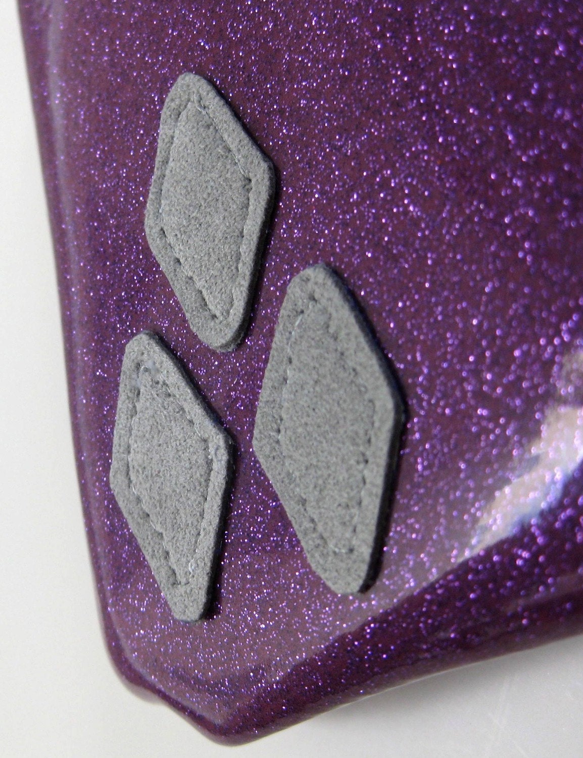 Zipper Pouch - Glitter Vinyl - Dark Purple with Retro Diamonds