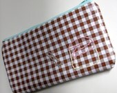 Zipper Pouch - Oilcloth - Embroidered Cake with Fork