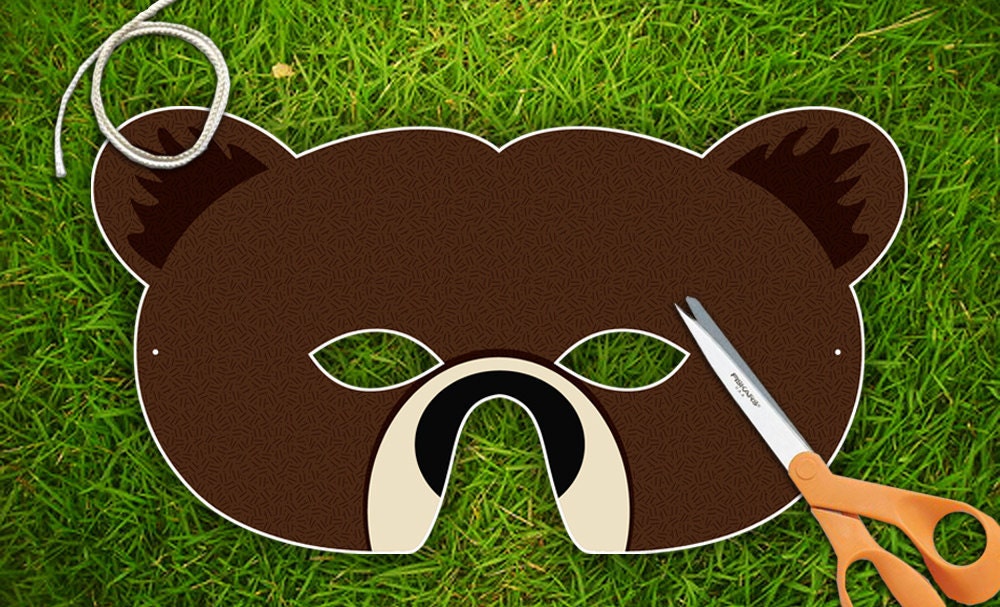 Brown Bear Halloween Mask, Party Mask, Printable PDF