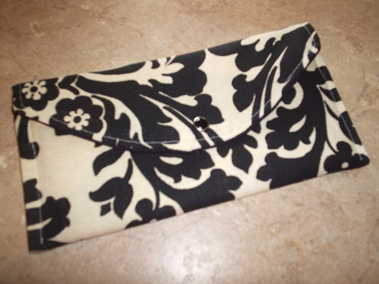Classic Black and Ivory Essence Damask Clutches for Candice