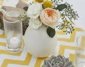 Yellow and White Chevron Table Square
