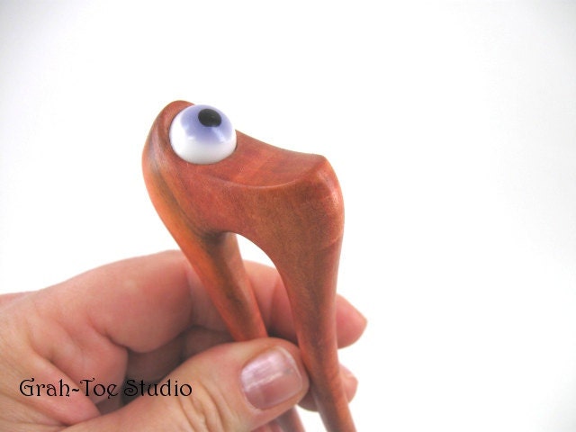Pink Ivory Wood Hair Fork 2 Prong Grahtoe Handmade
