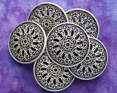 vintage metal buttons Cosmic Mandala pierced motif 3/4" x6