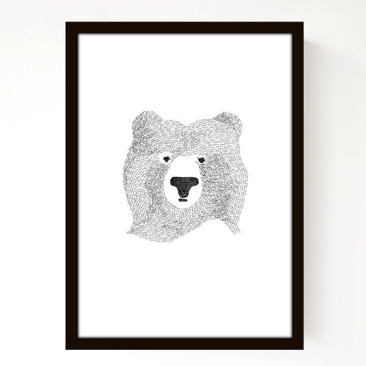 Bear Of Few Words (A4 Black)