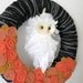 Halloween Owl Wreath, Black and Orange, 14 inch size