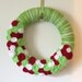 Colorful Holiday Wreath, Holiday Green and Red Yarn and Felt, Large 14 inch Size