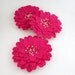 Hot Pink Flower Wall Hangings, Felt Wall Flowers, Set of 3, 4 inch size