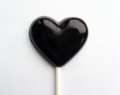 Black heart lollipops cherry flavor - 6 pc. - MADE TO ORDER - VintageConfections