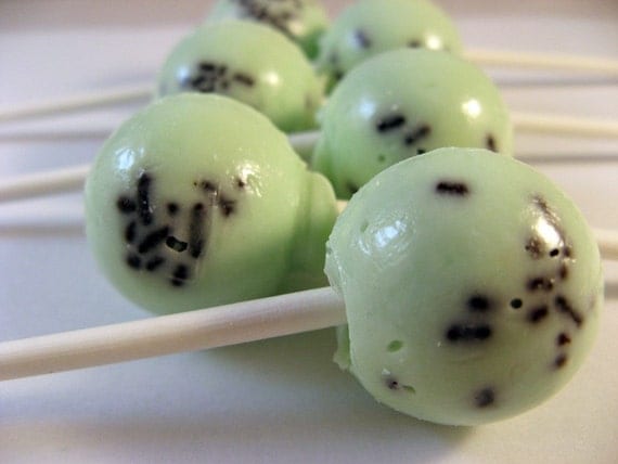 Mint chocolate chip ice cream ball style lollipops - 6 pc. - MADE TO ORDER