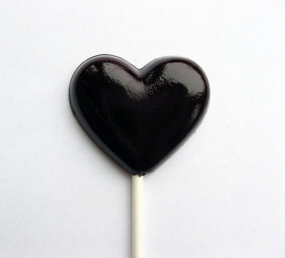 Black heart lollipops cherry flavor - 6 pc. - MADE TO ORDER