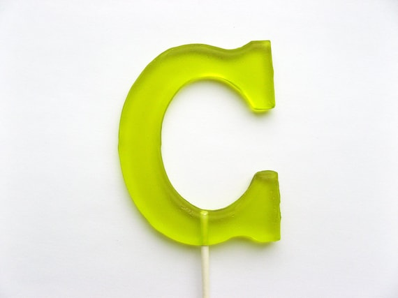 Style 2 - 4" Letter C hard candy lollipop - 3 pc. - MADE TO ORDER