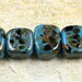 Chunky Tortoise Shell in Blue Block Lampwork Beads by Pink Beach Studios - SRA