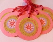 Gift Tags - Flower - Sitting Pretty - Pink Circle (Set of 10)