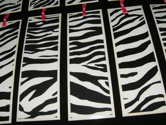 Wild at Heart Zebra Print Bookmarks 10 by 3creativesisters on Etsy