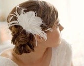 Bridal hair piece, Bridal headpiece, Feather Fascinator, Wedding Headpiece, Kyla Ships in 1 Month