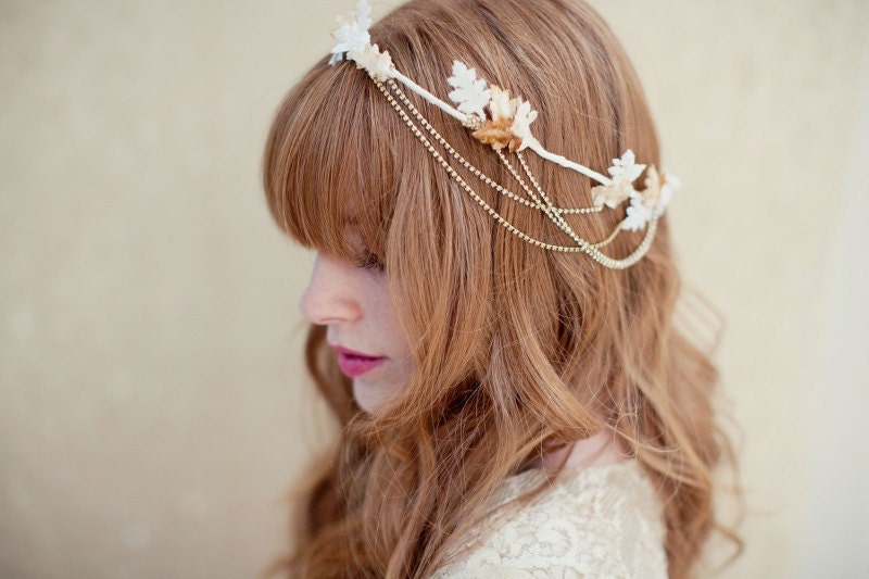 Frankie Bridal Halo As Seen In Lucky Magazine, Wedding Head Piece, Ships in 1 Month