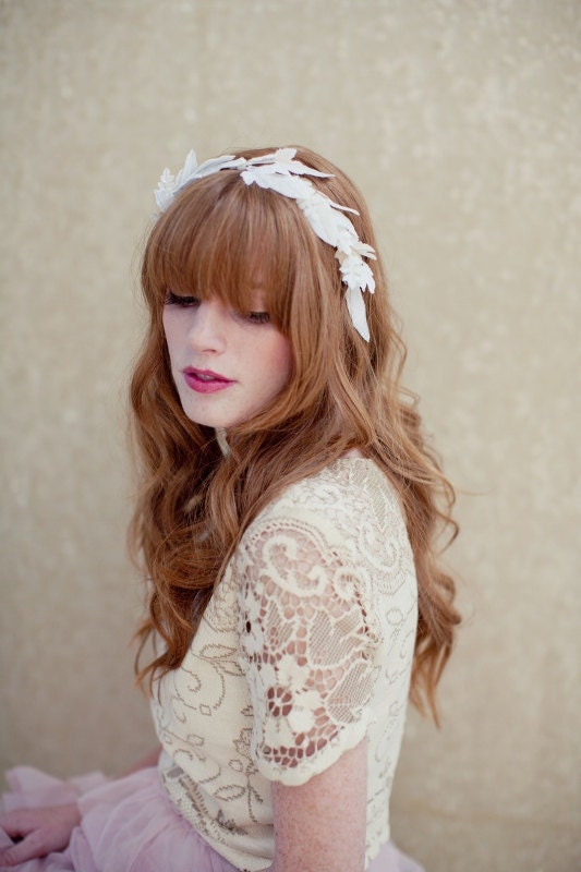 Bridal headband, flower hair comb ,boho, bridal head wreath, Liv Ships in 1 Month