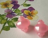 2 Vintage Moonglow Lucite Beads Pink Asian Influence Paper Lanterns Effect