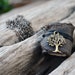 MiniatureBook Necklace Tree & Vintage Black leather