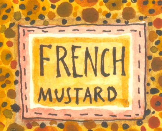 French Mustard - original watercolor  painting - kitchen art - illustration -wall decor - molMolly