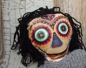 Art Doll - decorative art- original - hand sewn - hand painted - voodoo puppet - fiber art -painted- home living
